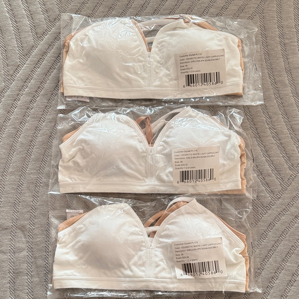 Girls White and Tan bralettes 38A